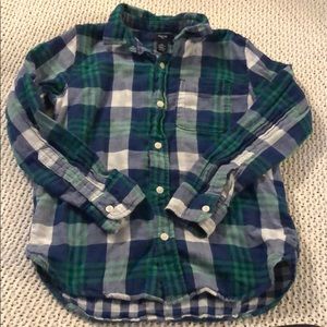 2/$5 Gap kids large 10-11 green and blue button up